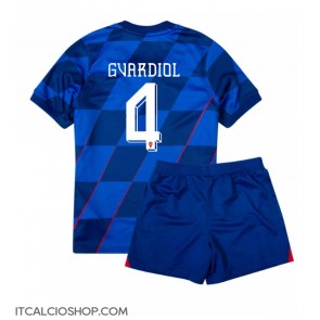 Croazia Josko Gvardiol #4 Seconda Maglia Bambino Europei 2024 Manica Corta (+ Pantaloni corti)